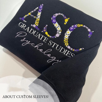 College Floral Letter Embroidered Sweatshirt | Embroidery Sorority Gift Greek Letter Sweatshirt