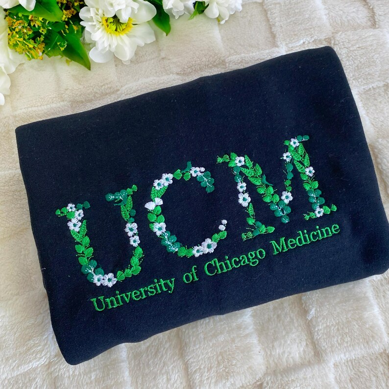 Custom College Floral Letter Embroidered Sweatshirt | Floral Letter Embroidered Hoodie | College University High School Shirt 