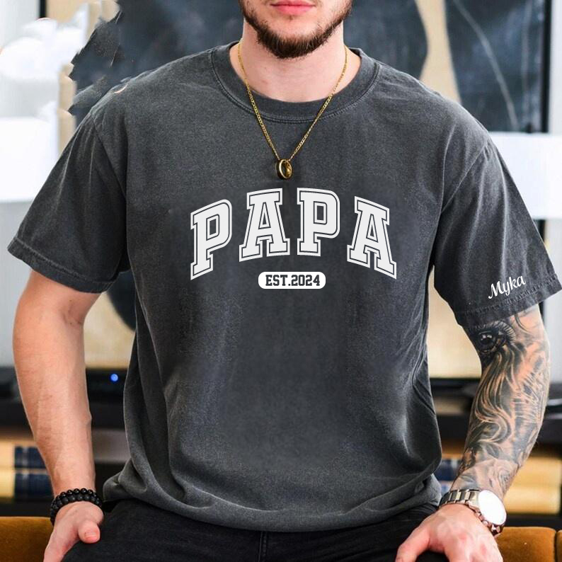 Custom Comfort Colors Dad Tshirt, Est Date Daddy T Shirt, Gift for Fathers Day