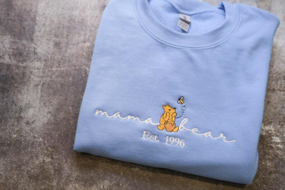 Custom Mama Papa Est EMBROIDERED Winnie the Pooh,Dad and Mom Sweatshirts
