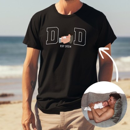 Custom Photo For Dad Shirt, Dad And Kid Illustration, Fathers Day Gift