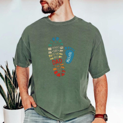 Personalized Dad Footprint Name Shirt, Best Gift For Father's Day