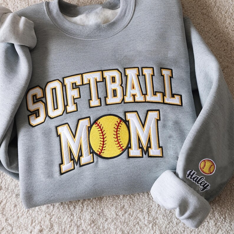 Custom Embroidery Softball Sweatshirt Sport Gift For Mom