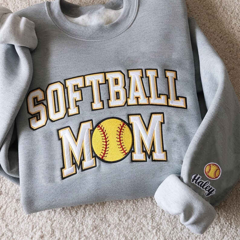 Custom Embroidery Softball Sweatshirt Sport Gift For Mom