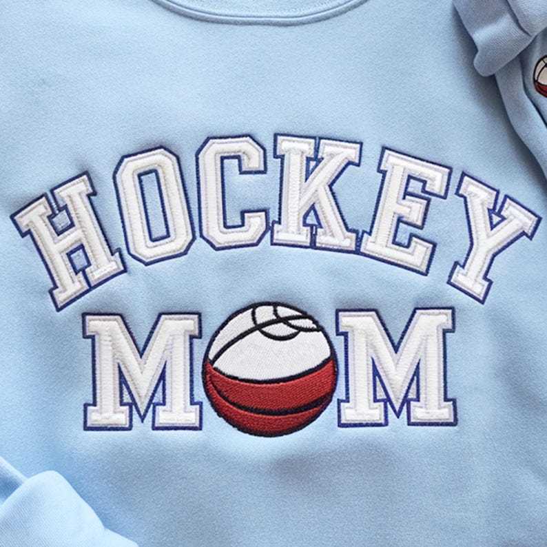Custom Name Embroidery Hockey Mom Sweatshirt