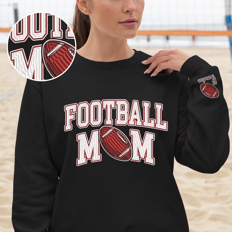 Custom Name Embroidery Football Mom Sweatshirt