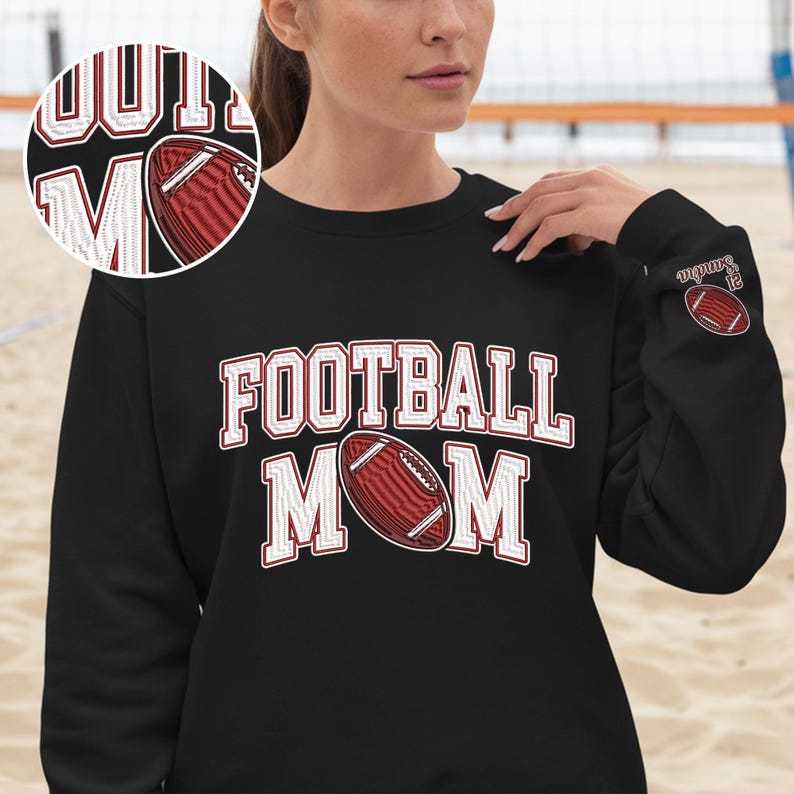 Custom Name Embroidery Football Mom Sweatshirt