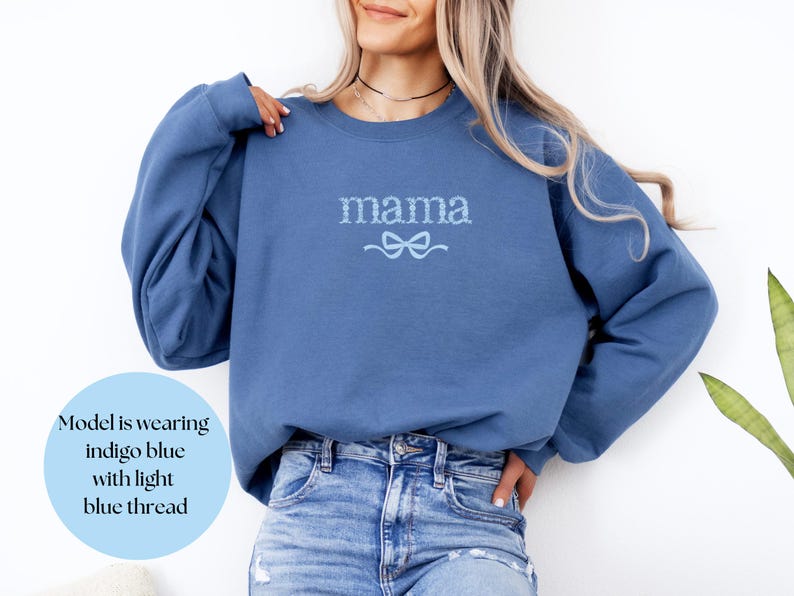 Custom Embroidered Bow Sweatshirt For New Mom
