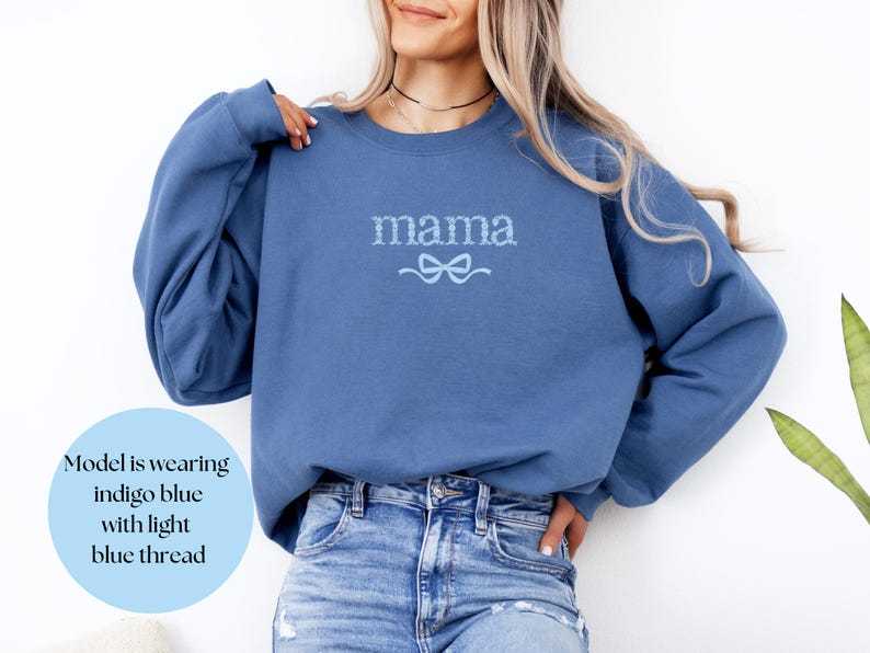 Custom Embroidered Bow Sweatshirt For New Mom