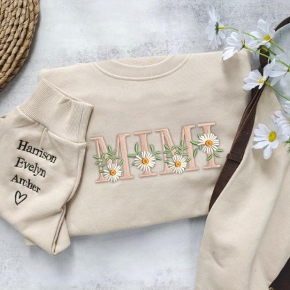Custom Mama Floral Embroidered Sweatshirt Mother Day Gift