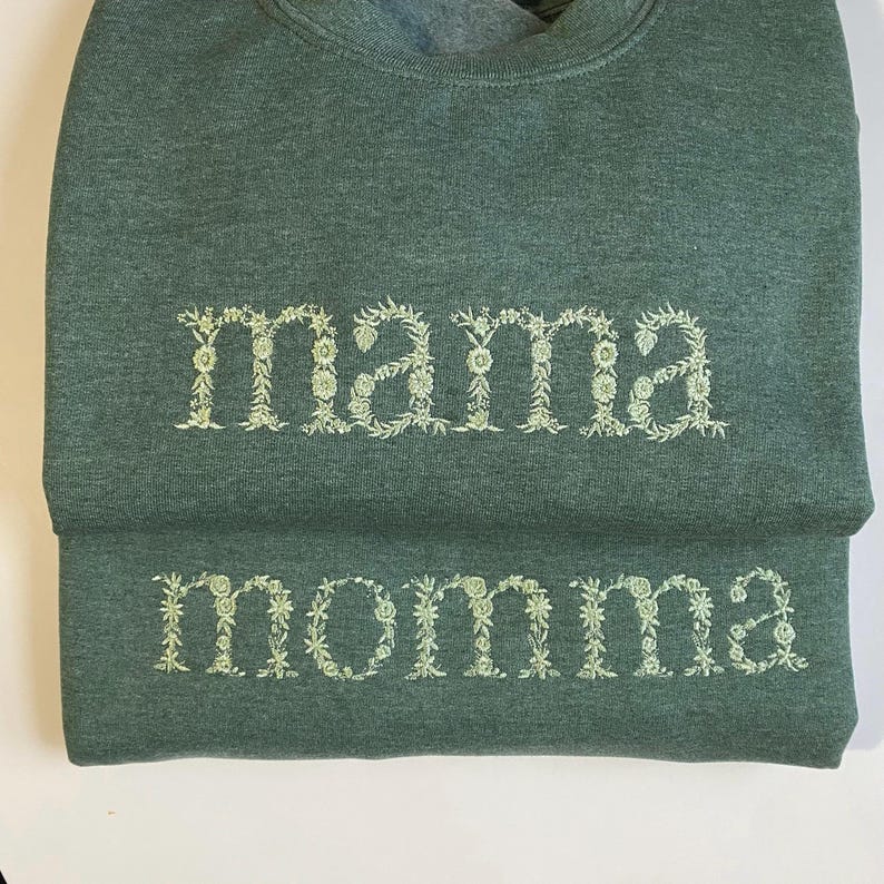 Custom Personalized Mama Grandma Embroidered Sleeve Sweatshirt