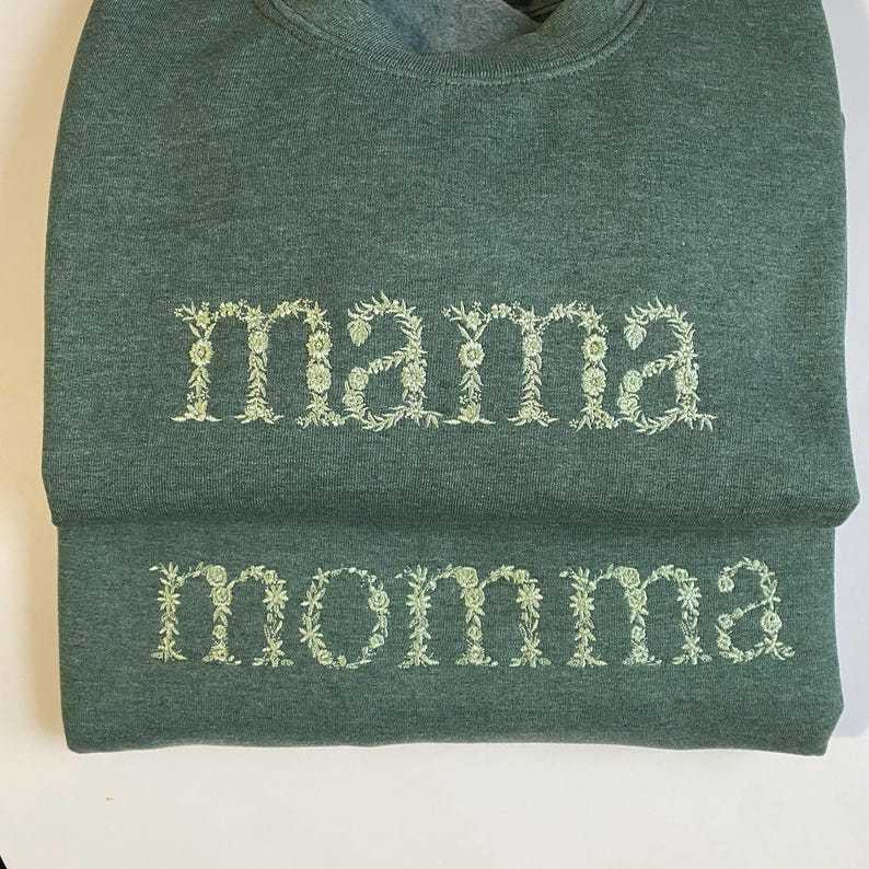 Custom Personalized Mama Grandma Embroidered Sleeve Sweatshirt