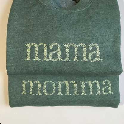 Custom Personalized Mama Grandma Embroidered Sleeve Sweatshirt