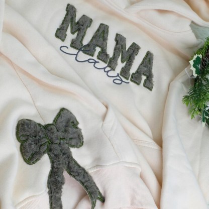 Custom Embroidered Vintage Mom Hoodie with Side Bow
