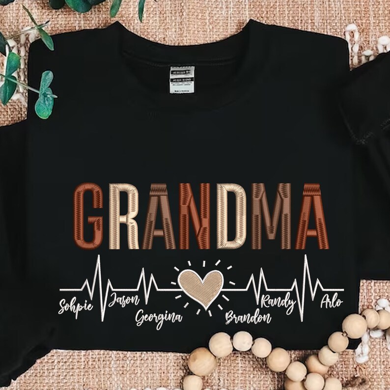 Custom Grandma Sweatshirt With Children Name Embroidered
