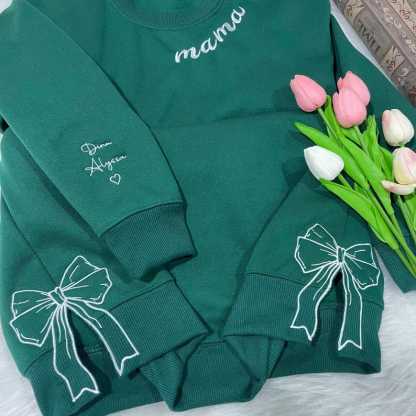 Custom Bow Sweatshirt For Mom Custom Kids Names Mother's Day gift