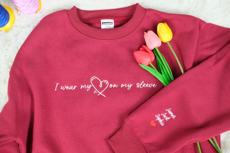 Custom I Wear My Heart On My Sleeve With Kids Names