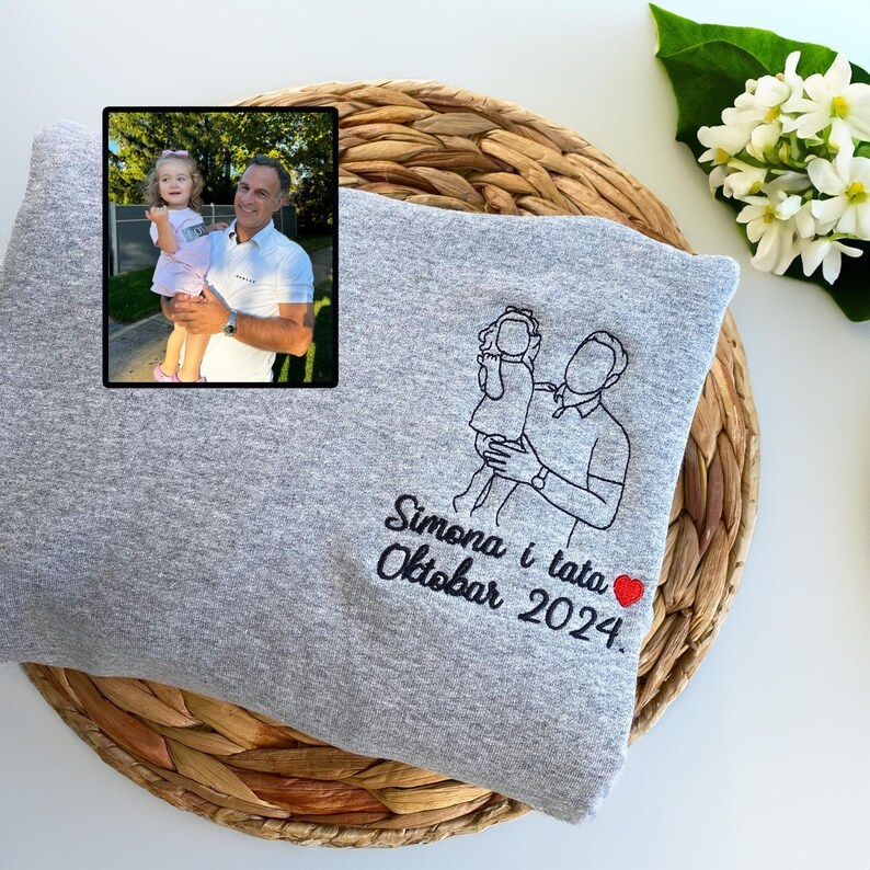 Dad Photo Hoodie - Custom Embroidered Portrait From Photo Sweatshirt