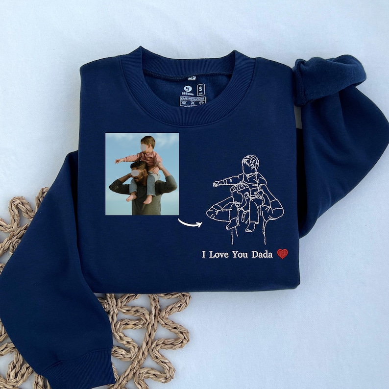 Custom Embroidered Portrait From Photo Sweatshirt Anniversary Gift
