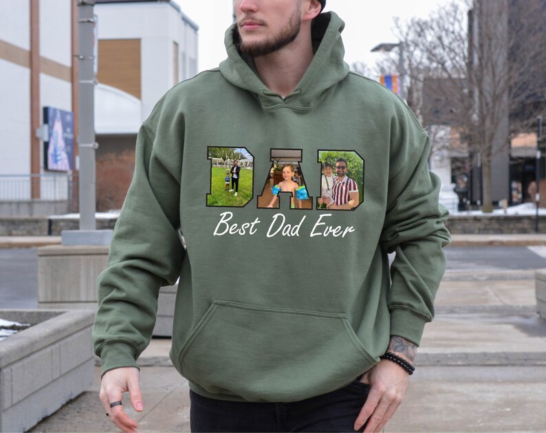 Custom Best Dad With Kids Photo Ever Sweatshirt, Father's Day Gift For Dad