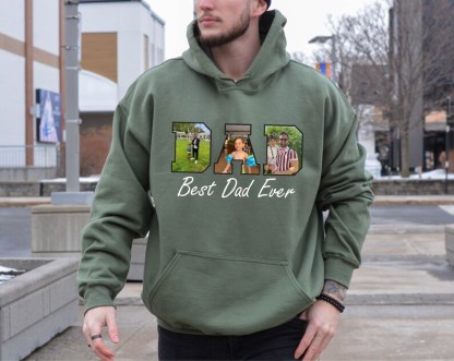 Custom Best Dad With Kids Photo Ever Sweatshirt, Father's Day Gift For Dad
