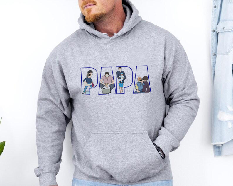 Personalized Dad Portrait Sweatshirt, Custom Photo Sweatshirt Gift For Dad, Fathers Day Gift