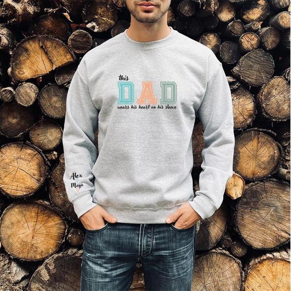 This Dad Wears Her Heart On Her Sleeve Custom Shirt As A Father's Day Gift For Dad!