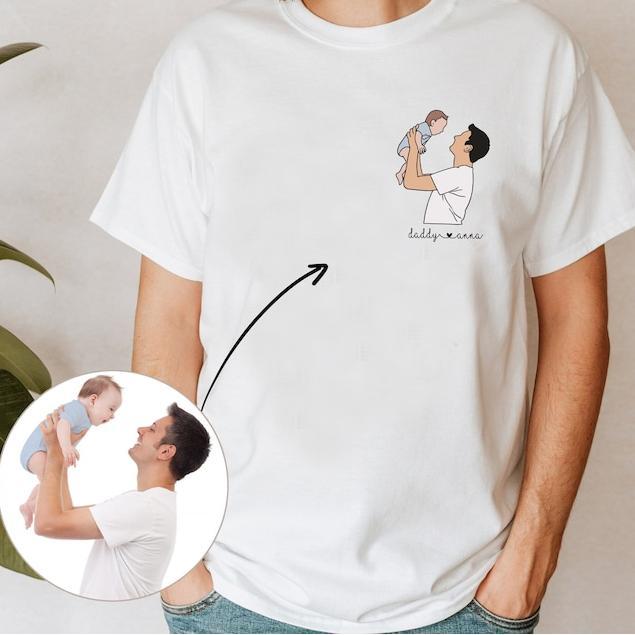Custom Portrait From Photo Dad Shirt, Portrait Illustration, Fathers Day Gift