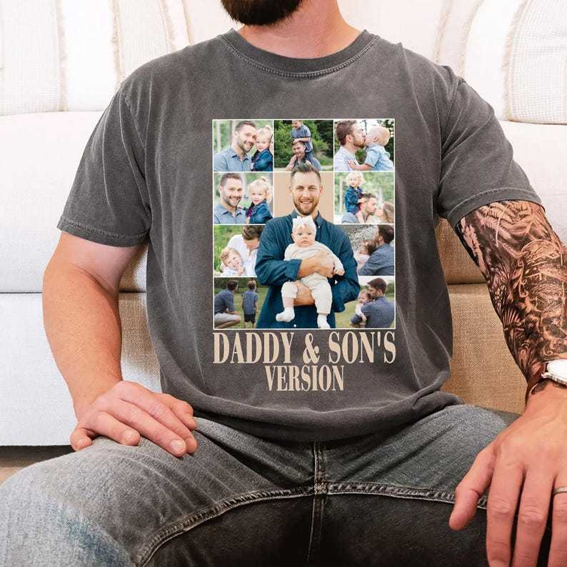 Personalized Daddy And Son Photo Shirt,First Fathers Day Gift