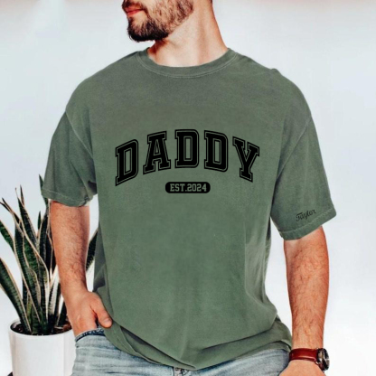 Custom Comfort Colors Dad Tshirt, Est Date Daddy T Shirt, Gift for Fathers Day