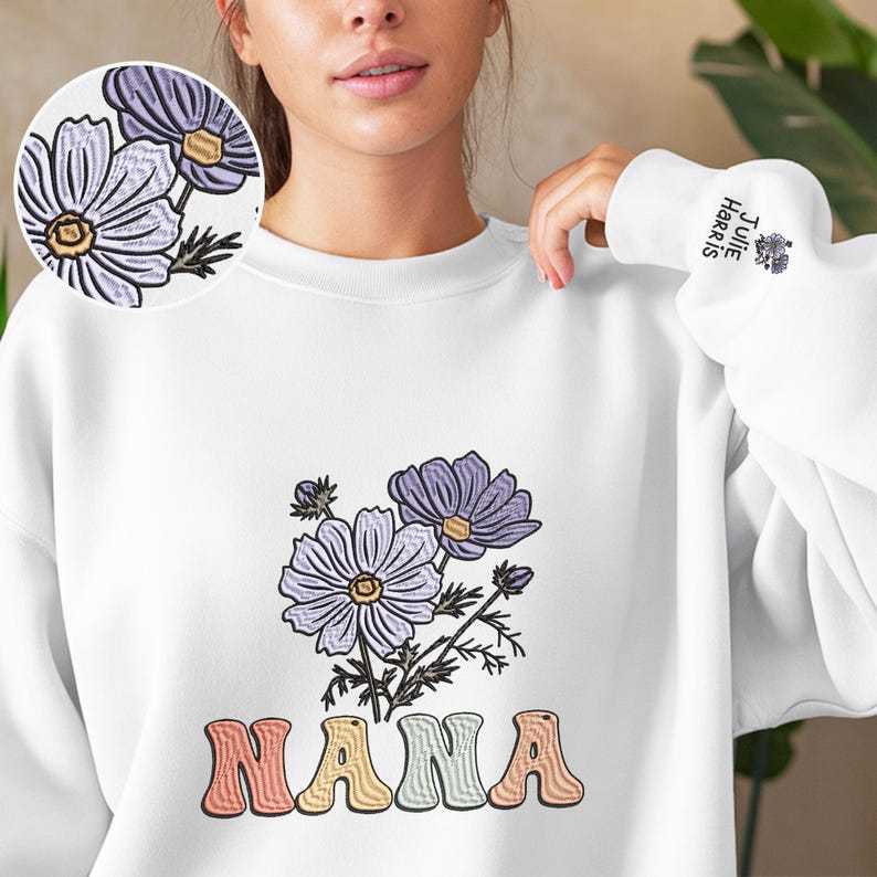 Custom Birth Month Flower Sweatshirt, Gift for Mom, Grandma