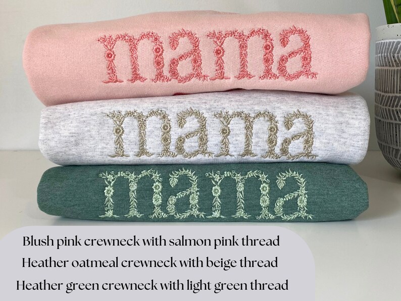 Custom Floral Mom Embroidered Sweatshirt Gift for Mom
