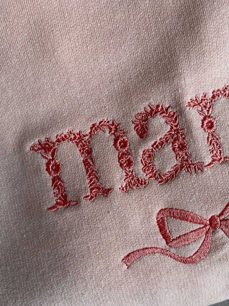 Custom Embroidered Bow Sweatshirt For New Mom