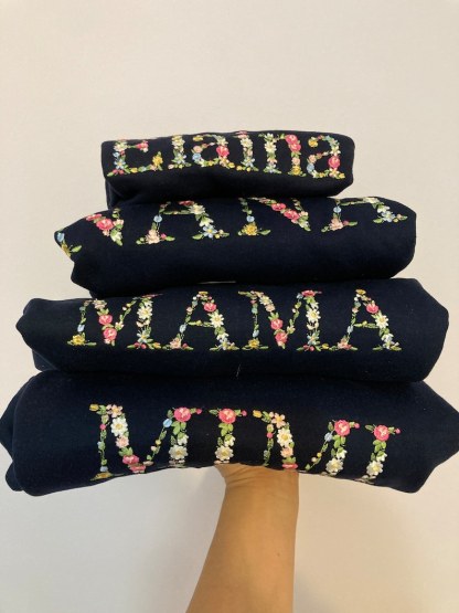 Custom Embroidered Sweatshirt Floral Mama Grandma Abuela Gifts For Mother's Day