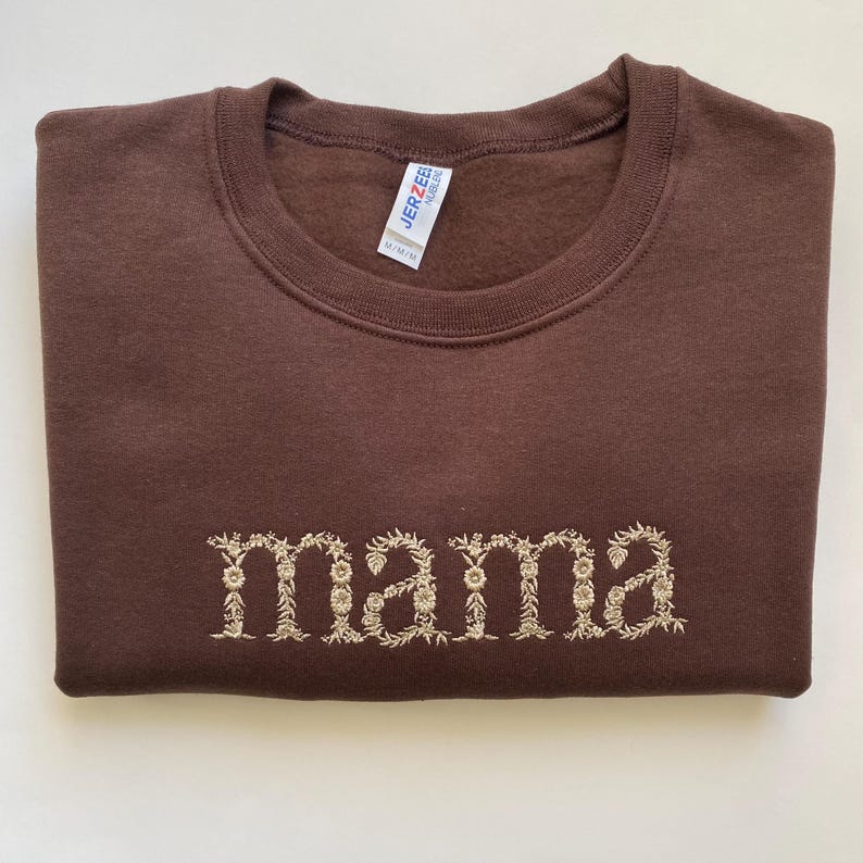 Custom Personalized Mama Grandma Embroidered Sleeve Sweatshirt