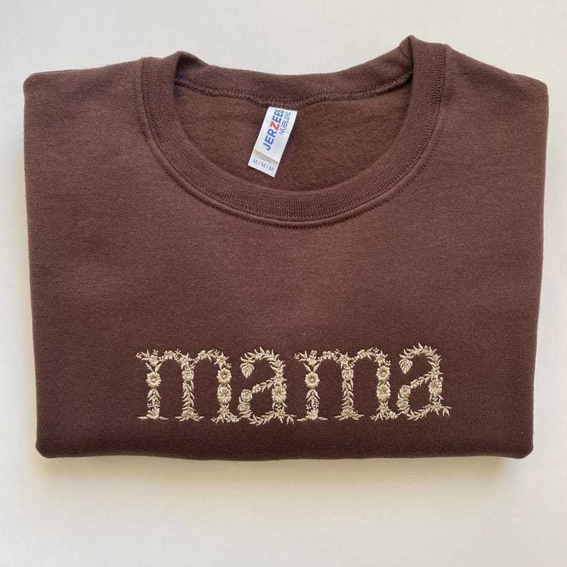 Custom Personalized Mama Grandma Embroidered Sleeve Sweatshirt