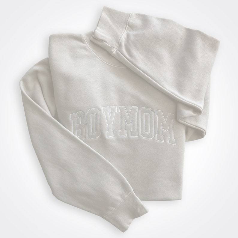 Custom Boymom Embroidered Dyed Crew Sweatshirt