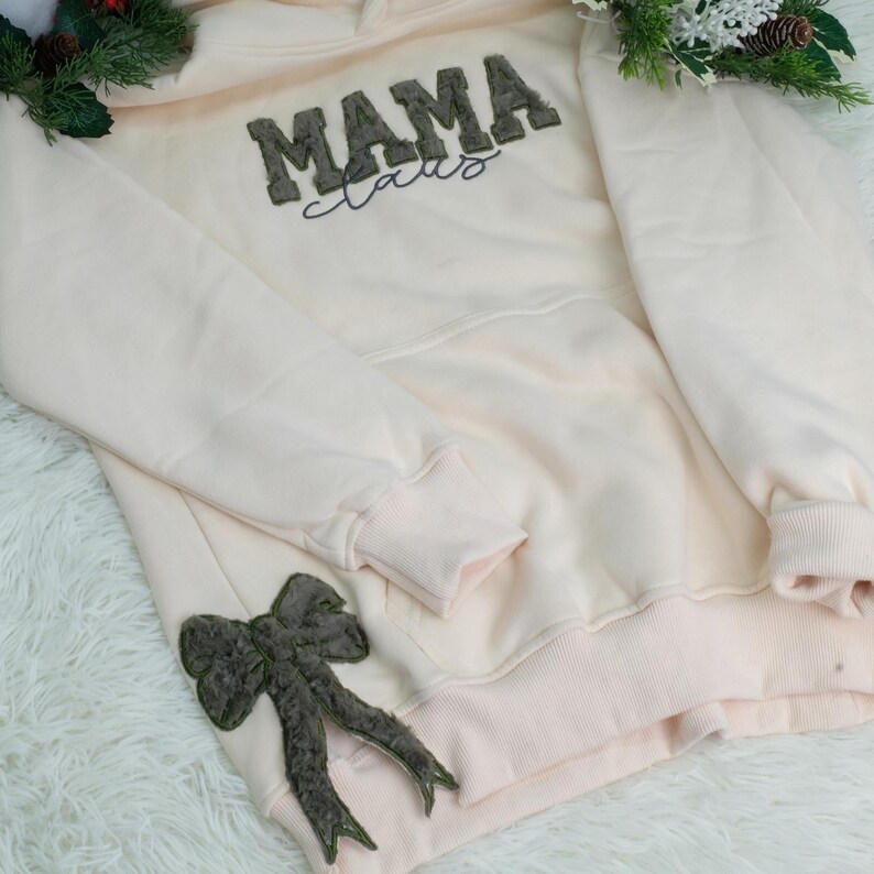 Custom Embroidered Vintage Mom Hoodie with Side Bow