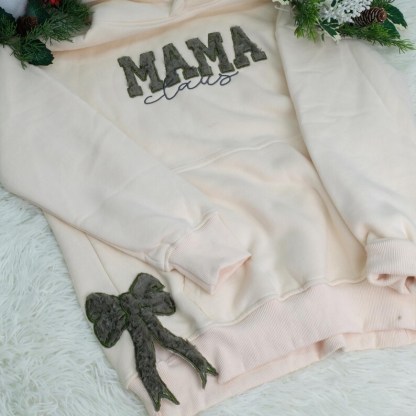 Custom Embroidered Vintage Mom Hoodie with Side Bow