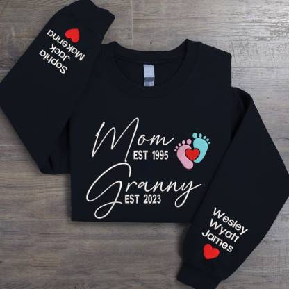 Personalized Mom Granny Years Embroidered Sweatshirt