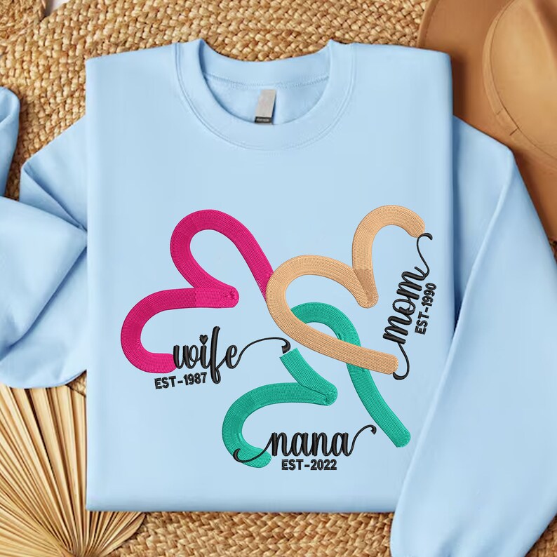 Custom EST Year Mom Embroidered Sweatshirt