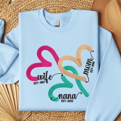 Custom EST Year Mom Embroidered Sweatshirt