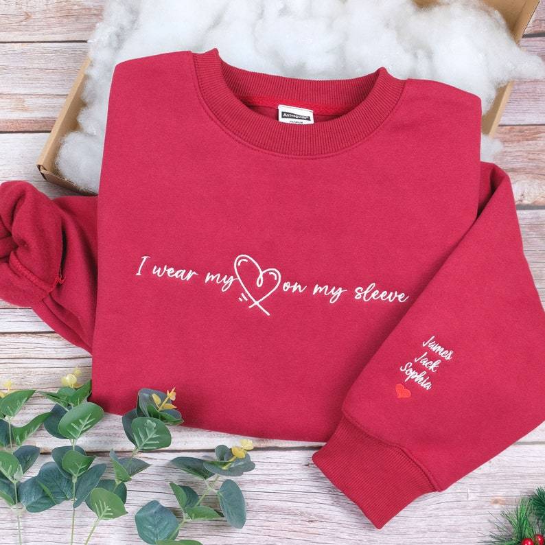 Custom I Wear My Heart On My Sleeve With Kids Names