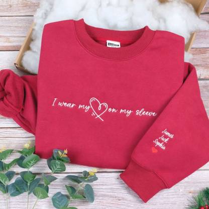 Custom I Wear My Heart On My Sleeve With Kids Names