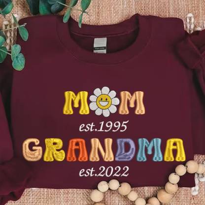 Customized Estimated Date Mom Grandma Round Neck Sweater Mother's Day Gift