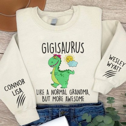 Custom Grandma Dinosaur Gigisaurus Embroidered Sweatshirt