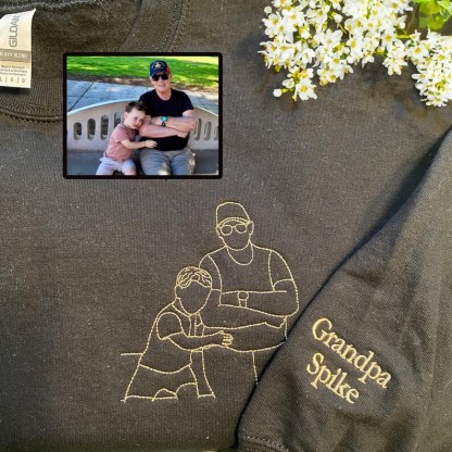 Dad Photo Hoodie - Custom Embroidered Portrait From Photo Sweatshirt