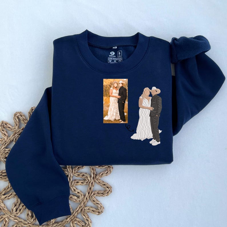 Custom Embroidered Portrait Sweatshirt Mothers Day Gift