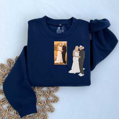 Custom Embroidered Portrait Sweatshirt Mothers Day Gift