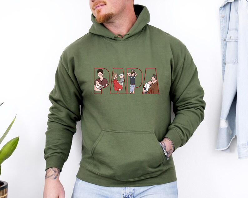Personalized Dad Portrait Sweatshirt, Custom Photo Sweatshirt Gift For Dad, Fathers Day Gift